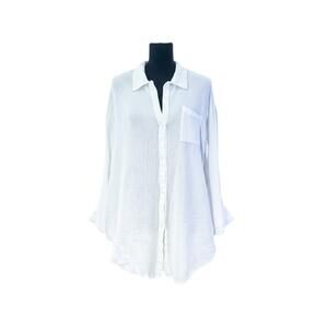 Kona Sol White Gauze Button-Up Shirt - Women's Medium